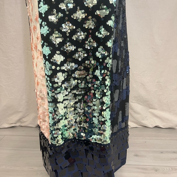 Tory Burch Women's Retro Sequin Colorblock Shift Dress Black Cream Sz L - Picture 4 of 10